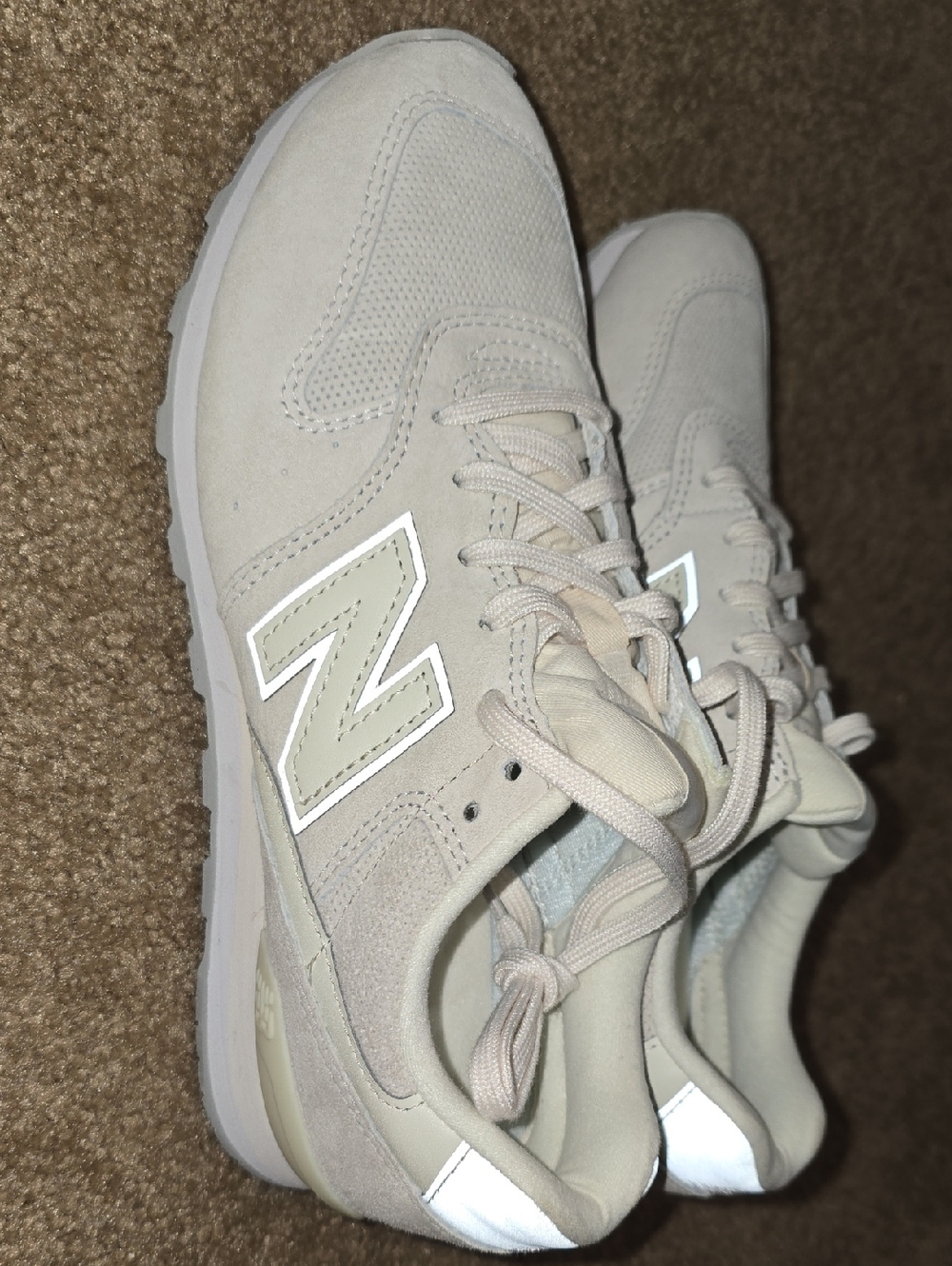 New Balance Women's Light Beige And Gray Suede & Mesh Sneakers
